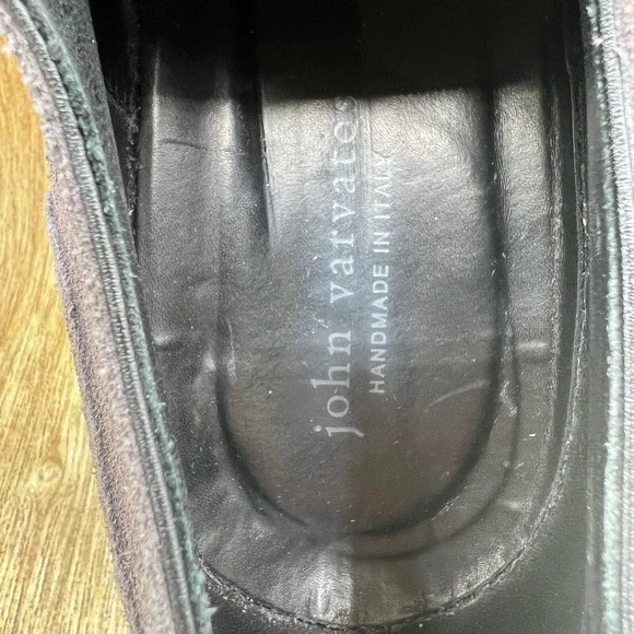 John Varvatos Double Monk Strap Men's Size 10.5 Grey Suede Shoes Made In Italy